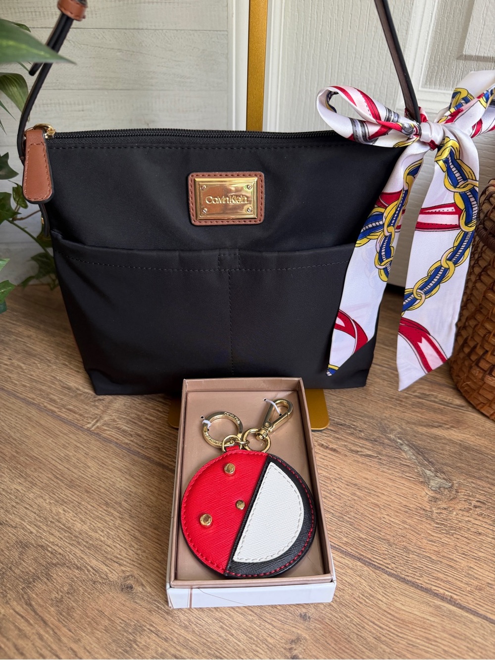 Calvin Klein Black Nylon Crossbody Bag with Bag Charm Keychain – Water-Resistant - Picture 11 of 13